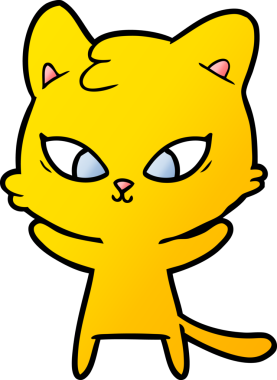 Bir insan tarafından çizilmiş sevimli çizgi film kedisi.