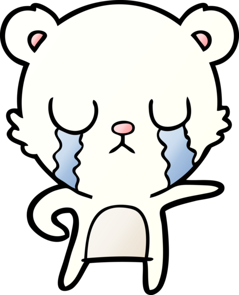 Bir insan tarafından çizilmiş üzgün küçük kutup ayısı çizgi filmi.