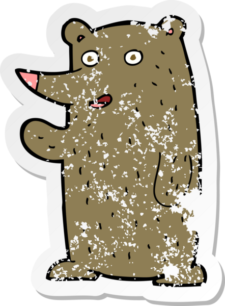 Bir insan tarafından çizilmiş sallanan bir ayının gerilimli çıkartması.