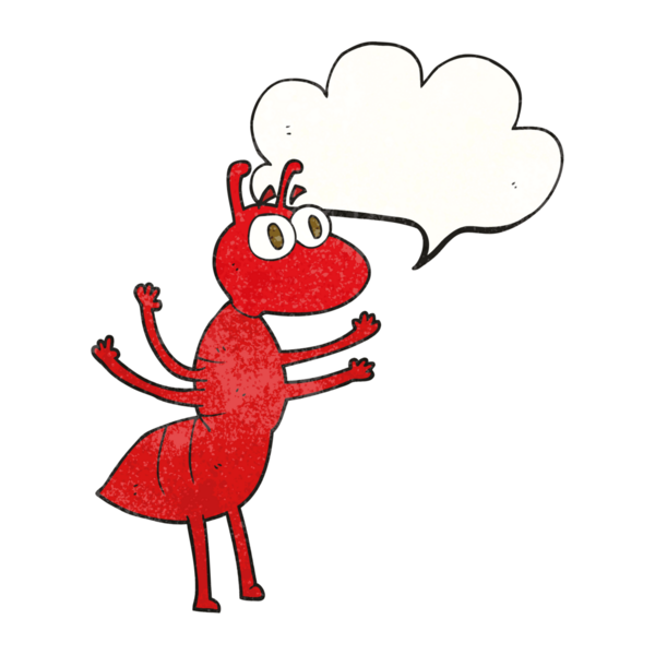 Bir insan tarafından çizilmiş serbest konuşma balonu desenli karınca.