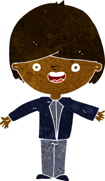 Bir insan tarafından çizilmiş kolları açık mutlu çocuk çizgi filmi.