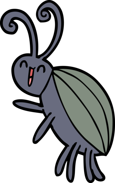 Bir insan tarafından çizilmiş mutlu bir böcek.