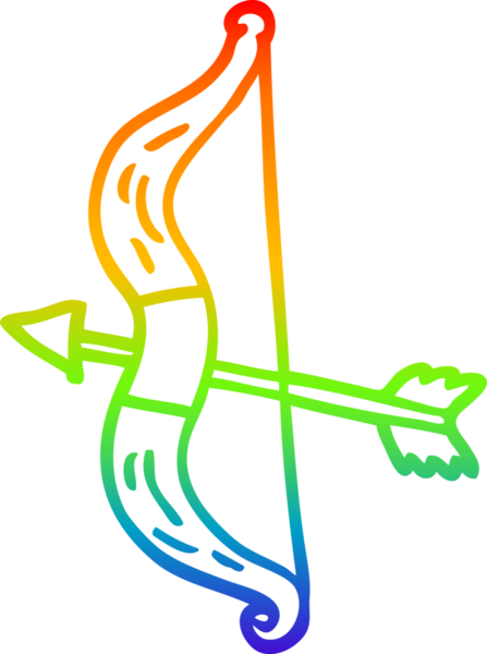 gökkuşağı gradyan çizgi çizimi bir insan tarafından çizilmiş ok ve yay