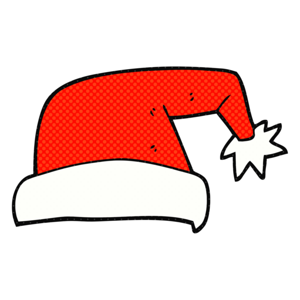 Bir insan tarafından çizilmiş serbest çizim Noel şapkası.