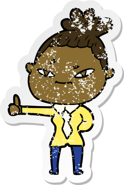 Bir insan tarafından çizilmiş karikatür bir kadının sıkıntılı çıkartması.