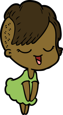 Bir insan tarafından çizilmiş mutlu çizgi film kızı.