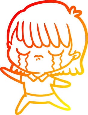 Bir insan tarafından çizilmiş, ağlayan bir çizgi kadın çizimi.