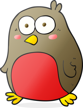 Bir insan tarafından çizilmiş robin karikatürü.