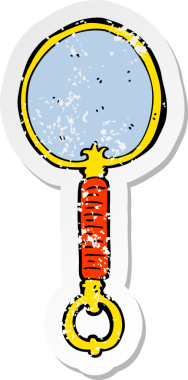 Bir insan tarafından çizilmiş karikatür aynasının gerilimli yapıştırması.