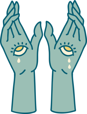 Bir insan tarafından çizilmiş mistik ellerin ikonik dövme şekli