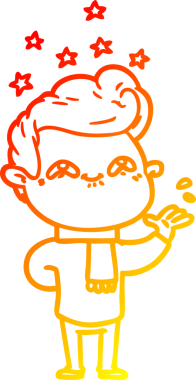 Bir insan tarafından çizilmiş, heyecanlı bir çizgi film çizimi.