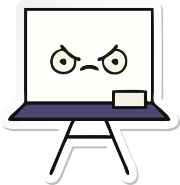 Bir insan tarafından çizilmiş beyaz bir karikatür çıkartması.