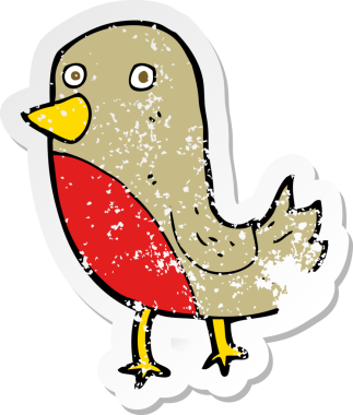 Bir insan tarafından çizilmiş robin çizgi filminin gerilimli yapıştırması.