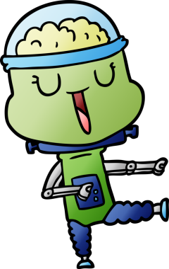 Bir insan tarafından çizilmiş mutlu çizgi film robotu