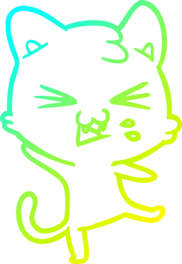 Bir insan tarafından çizilen çizgi film kedisinin soğuk gradyan çizimi