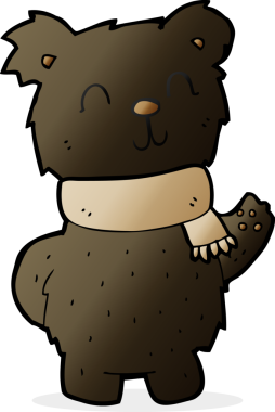 Bir insan tarafından çizilmiş siyah ayı sallayan çizgi film.