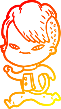 Hipster saç kesimi bir insan tarafından çizilmiş güzel bir çizgi film kızı çizimi.