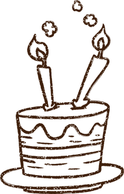 Bir insan tarafından çizilmiş doğum günü pastası kömürü çizimi