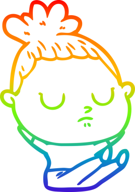 Gökkuşağı gradyan çizgi çizimi bir insan tarafından çizilmiş sakin bir kadın