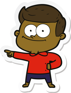 Bir insan tarafından çizilmiş mutlu bir adamın çıkartması.