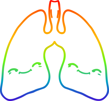 gökkuşağı gradyanı çizimi bir insan tarafından çizilmiş karikatür akciğerleri