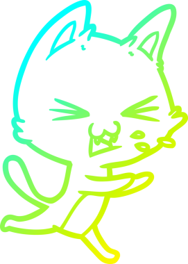 Bir insan tarafından çizilen çizgi film kedisinin soğuk gradyan çizimi