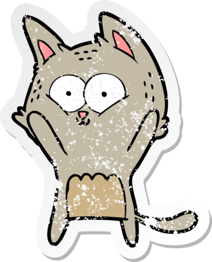 Bir insan tarafından çizilmiş karikatür bir kedinin sıkıntılı çıkartması.