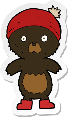 Bir insan tarafından çizilmiş şirin bir oyuncak ayının çıkartması.