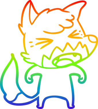 Bir insan tarafından çizilmiş kızgın bir tilkinin gökkuşağı gradyanı çizimi