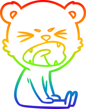 Bir insan tarafından çizilmiş kızgın bir çizgi film ayısının çizimi.