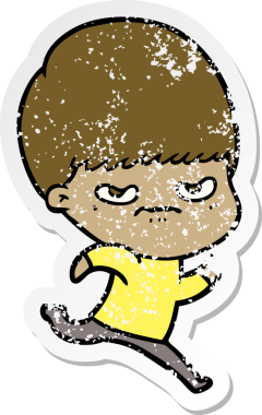 Bir insan tarafından çizilmiş kızgın bir çocuğun sıkıntılı çıkartması.