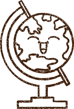 Bir insan tarafından çizilen Coğrafya Küresi Kömür Çizimi