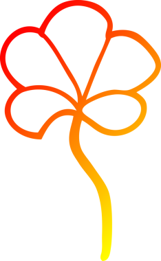 Bir insan tarafından çizilen çizgi film yaprağının sıcak gradyan çizimi