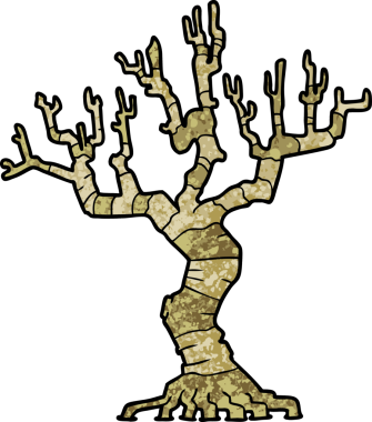 Bir insan tarafından çizilmiş ölü bir ağaç.