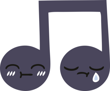 Bir insan tarafından çizilmiş bir notanın düz renkli retro karikatürü