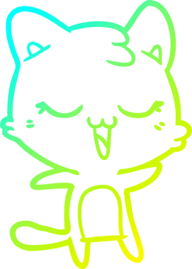 Bir insan tarafından çizilen çizgi film kedisinin soğuk gradyan çizgisi.