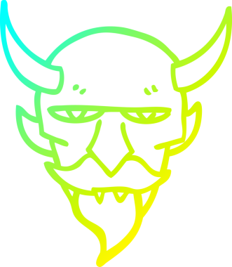 Bir insan tarafından çizilmiş bir çizgi şeytan yüzü çizimi.