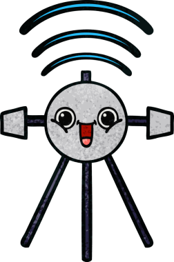 Bir insan tarafından çizilmiş bir uydunun retro grunge desen karikatürü