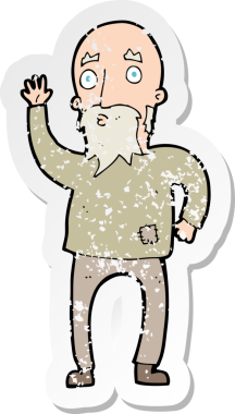 Bir insan tarafından çizilmiş yaşlı bir adamın karikatür yapıştırması.