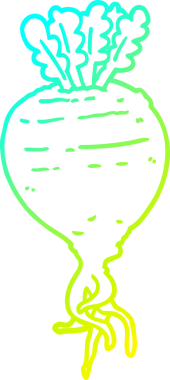 Bir insan tarafından çizilmiş karikatür kökü bitkisinin soğuk gradyan çizimi