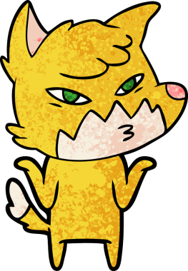 Bir insan tarafından çizilmiş akıllı çizgi film tilkisi.