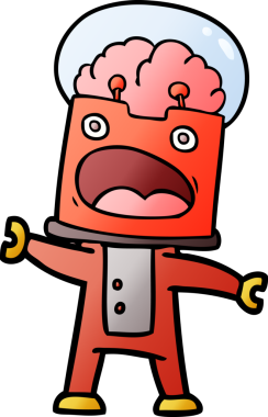 Bir insan tarafından çizilmiş çizgi film robotu