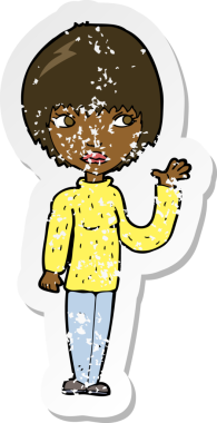 Bir insan tarafından çizilmiş bir karikatür kadının gerilmiş çıkartması.