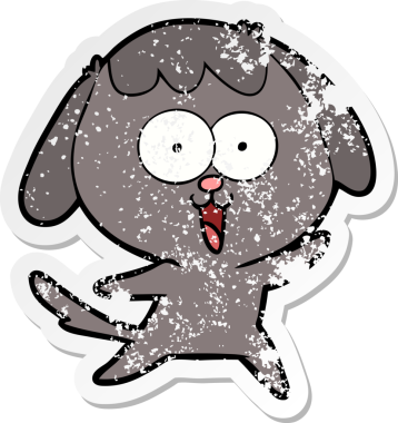 Bir insan tarafından çizilmiş şirin bir köpeğin sıkıntılı çıkartması.