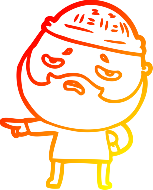 İnsan tarafından çizilmiş sakallı, endişeli bir çizgi film karakteri.