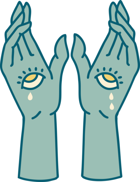 Bir insan tarafından çizilmiş mistik ellerin ikonik dövme şekli