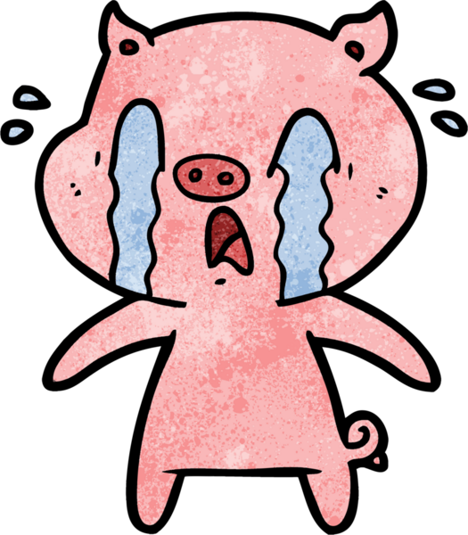 Bir insan tarafından çizilmiş ağlayan domuz çizgi filmi.