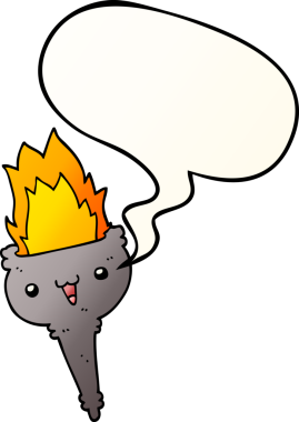 bir insan tarafından çizilmiş, düzgün eğimli konuşma baloncuklu alevli kadehler.