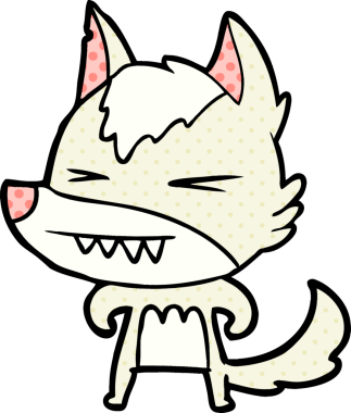 Bir insan tarafından çizilmiş kızgın kurt çizgi filmi.