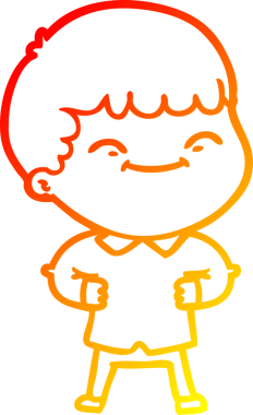 Bir insan tarafından çizilen mutlu bir çocuğun sıcak çizgi çizimi.